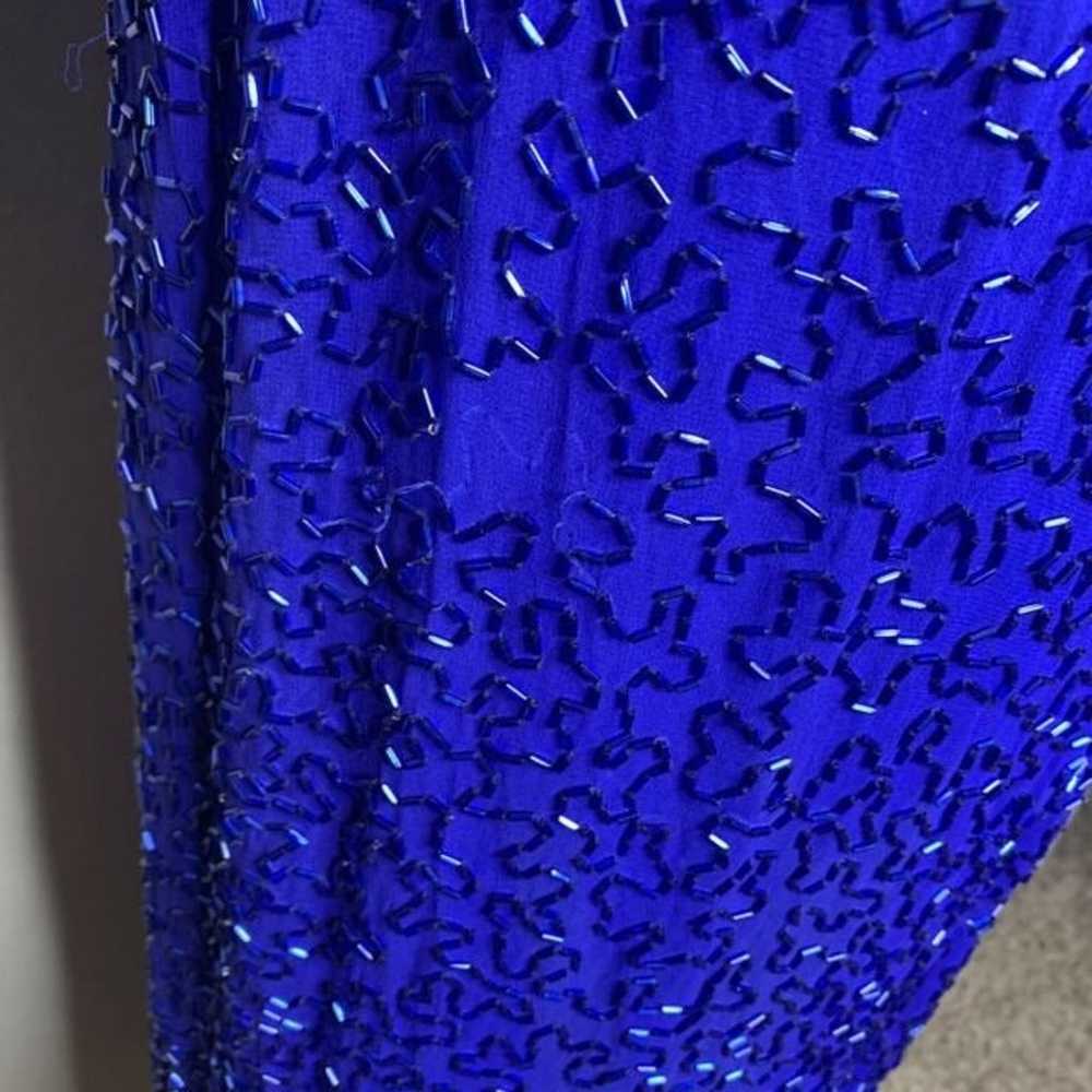 VTG Black Tie By He-Ro Ind Blue Long Sequin Beade… - image 11