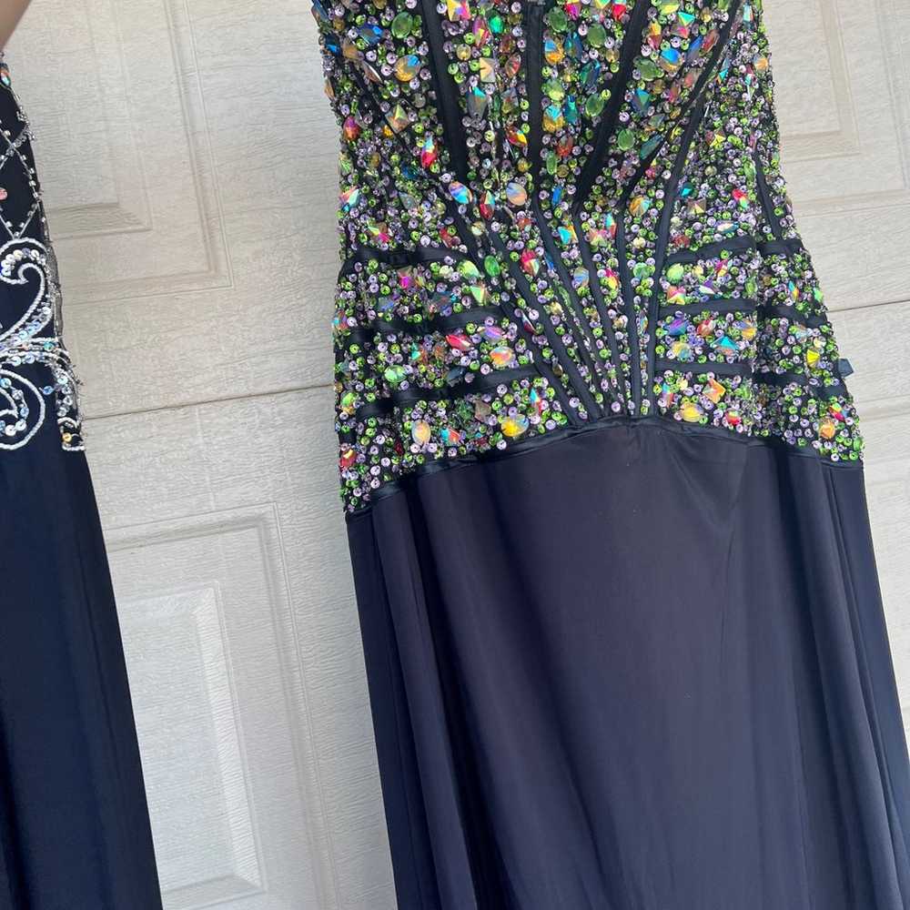 Black dress with gemstones long  size XL prom mil… - image 2