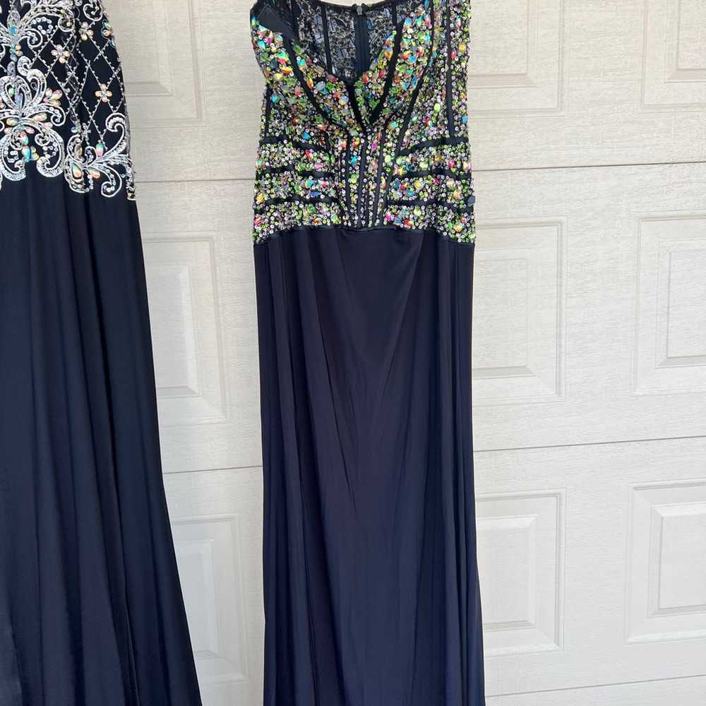Black dress with gemstones long  size XL prom mil… - image 3