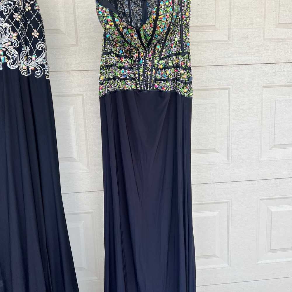 Black dress with gemstones long  size XL prom mil… - image 4