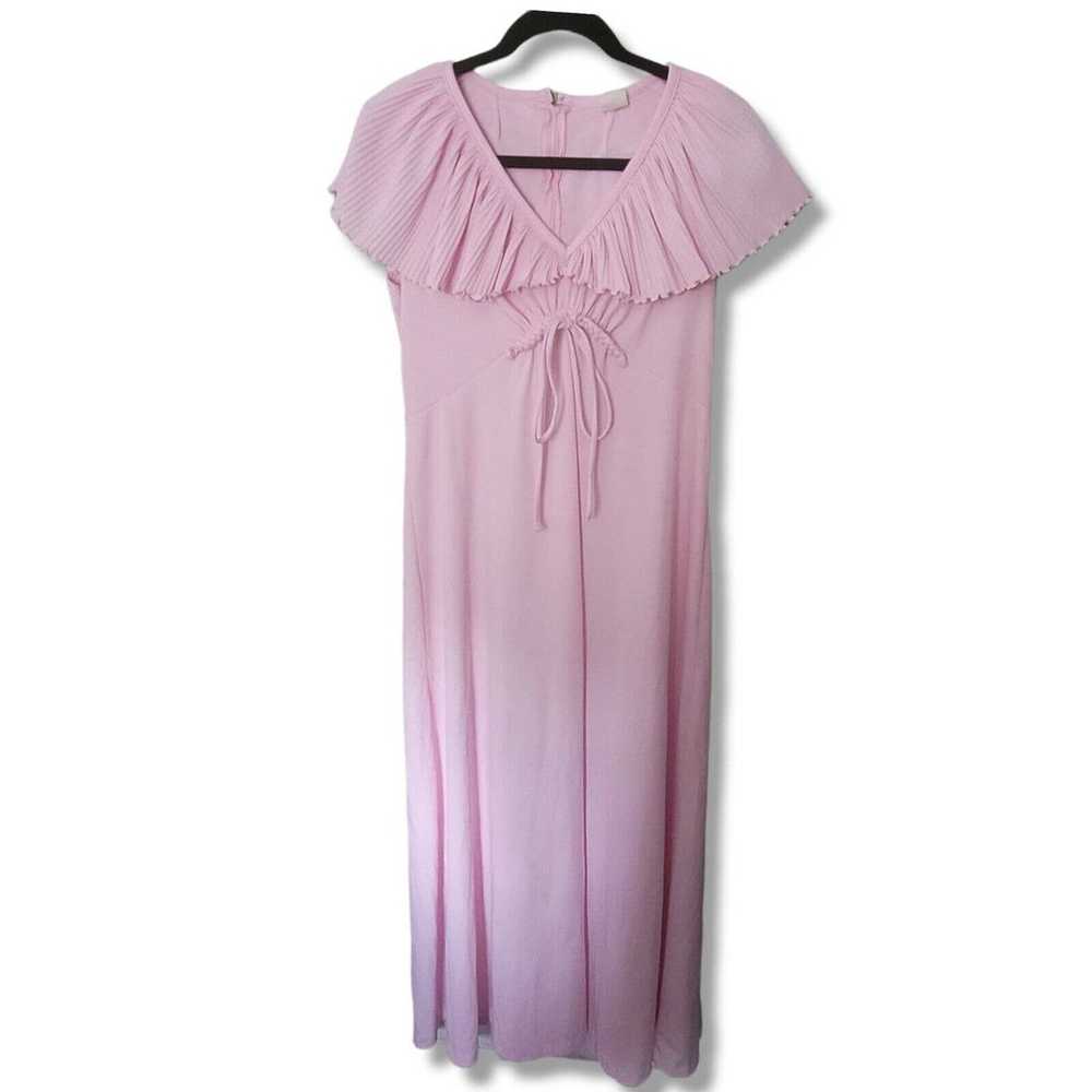 Vintage 80s 70s Dress pink bat angel wing princes… - image 1
