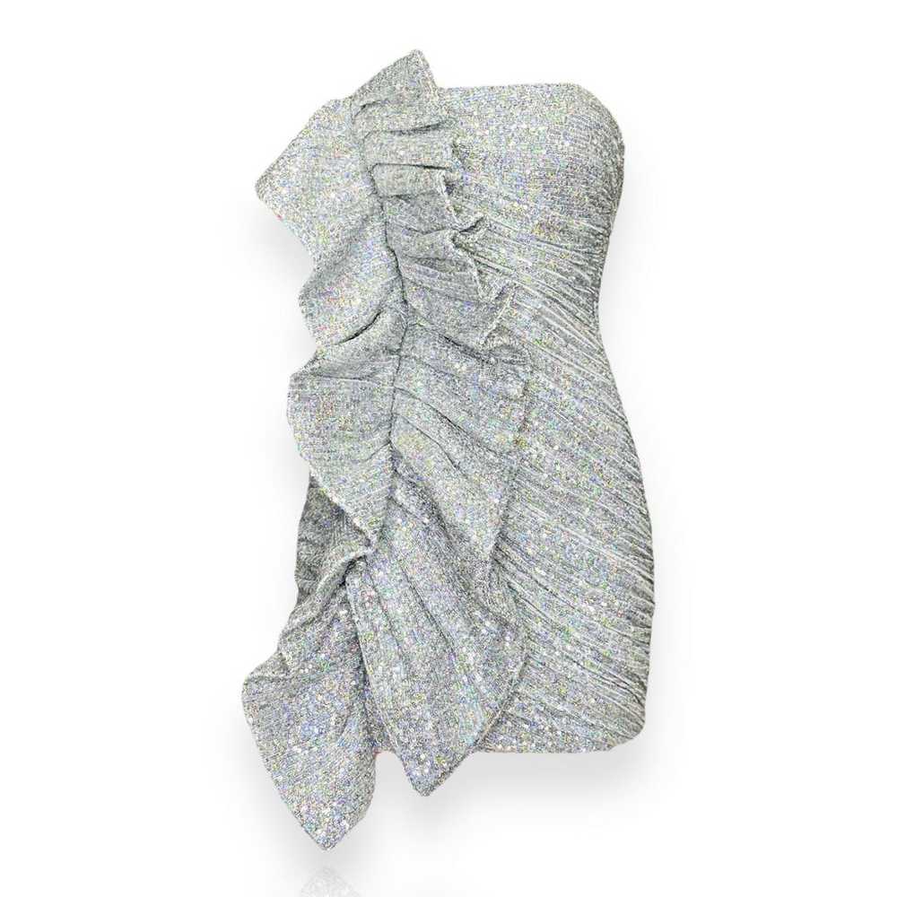 HOUSE OF CB Grace Holographic Silver Sequin Strap… - image 3