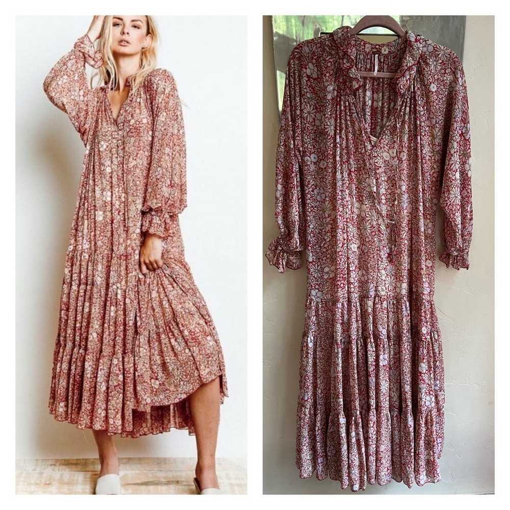 Free People Feeling Groovy Maxi dress Red Combo X… - image 1