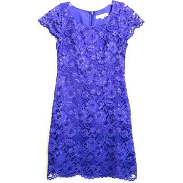 Loft Purple Lace Sheath Dress Scalloped Hem