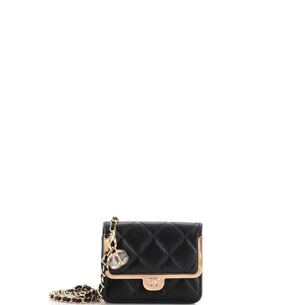 Chanel Metal Bar Chain Belt Bag Quilted Lambskin … - image 1