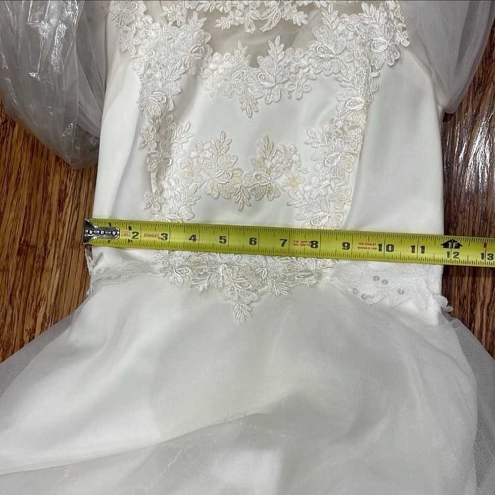 Vintage 80’s white sheer mesh lace wedding dress … - image 12