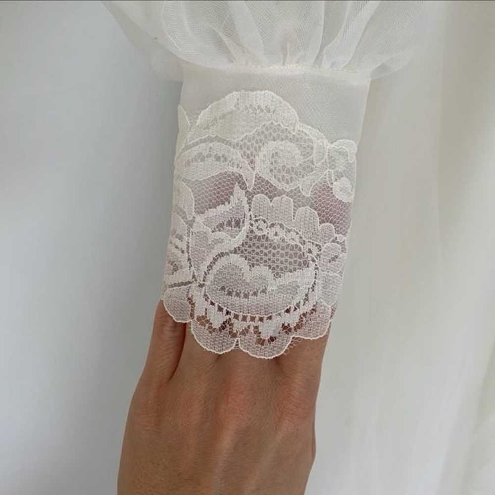 Vintage 80’s white sheer mesh lace wedding dress … - image 4