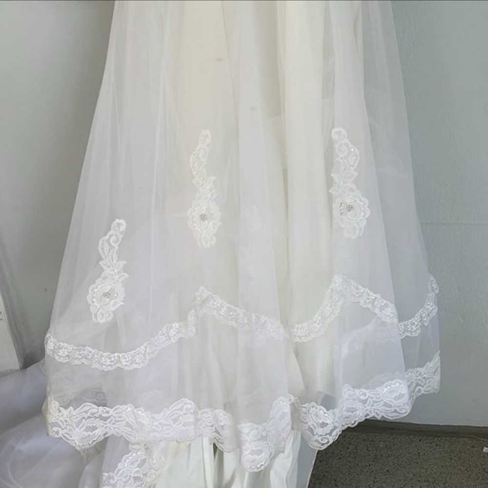 Vintage 80’s white sheer mesh lace wedding dress … - image 7