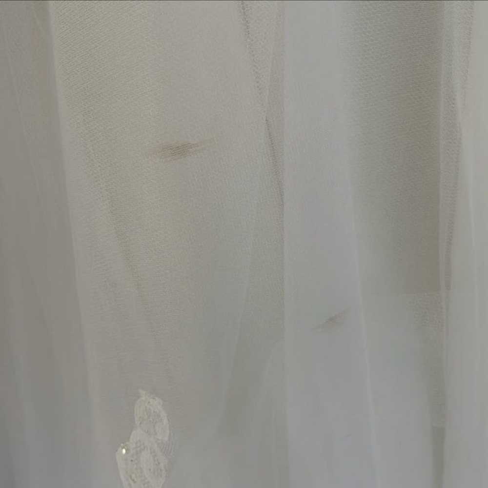 Vintage 80’s white sheer mesh lace wedding dress … - image 8