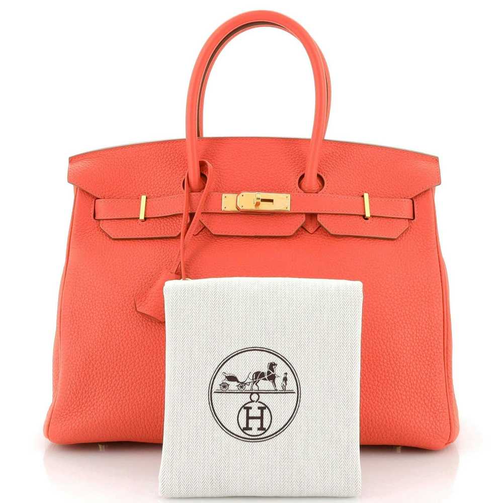 Hermes Birkin Handbag Pink Clemence with Gold Har… - image 2