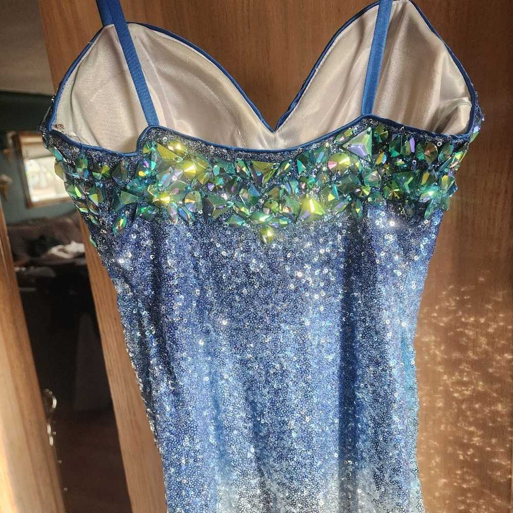 Blue and silver ombre prom dress - image 2