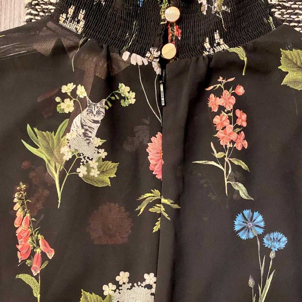 Ted Baker Black Floral Kitten Chiffon Dress - image 4