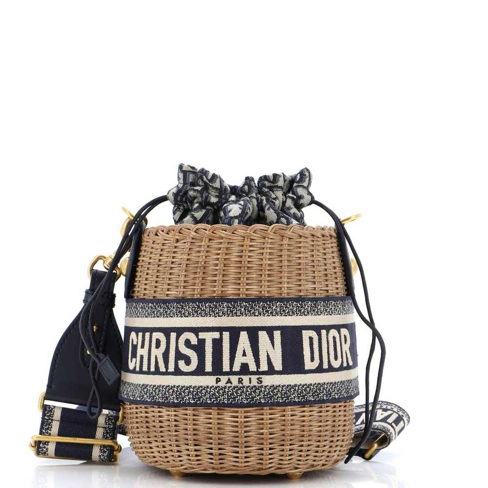 Dior Drawstring Bucket Bag Wicker with Oblique Ca… - image 1