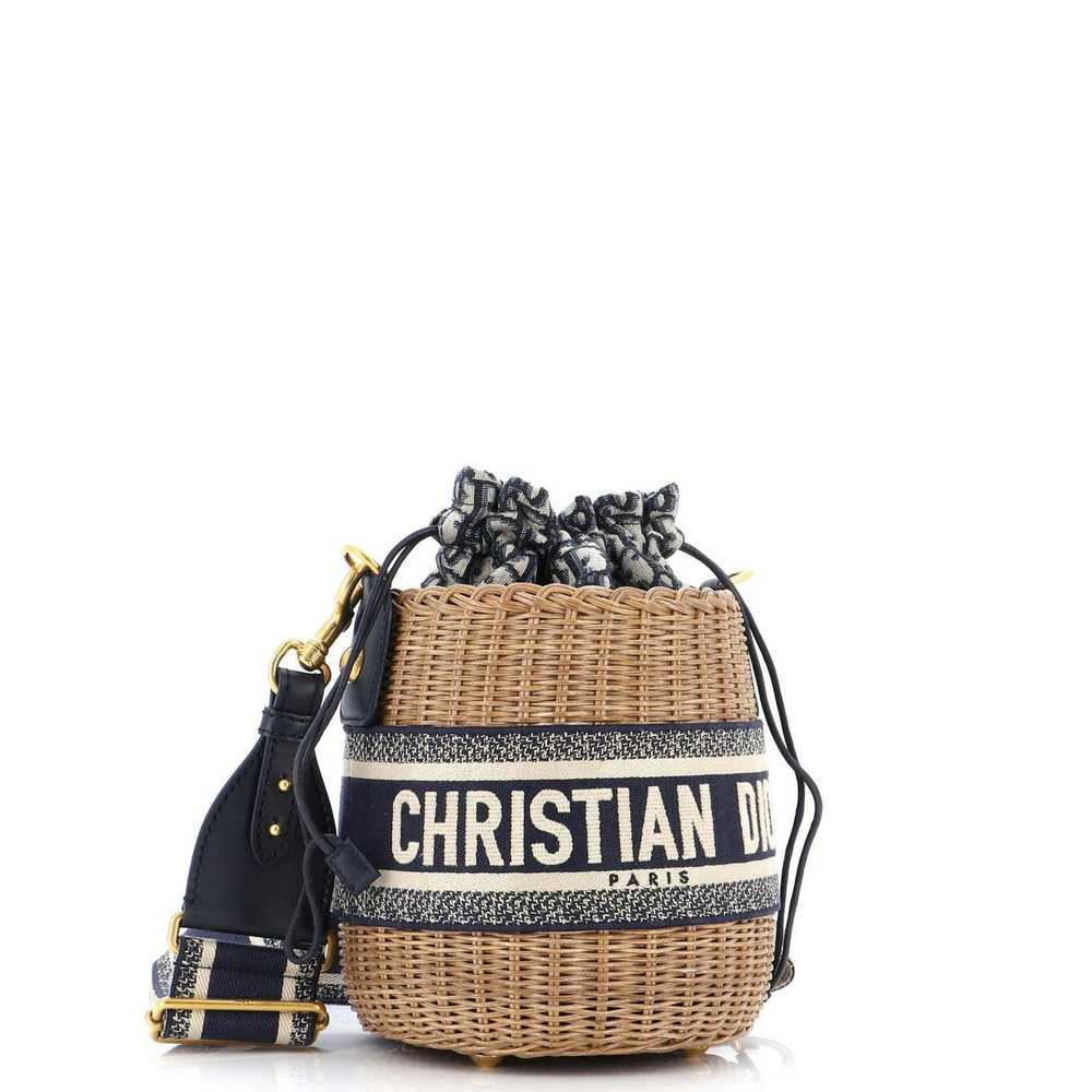 Dior Drawstring Bucket Bag Wicker with Oblique Ca… - image 2