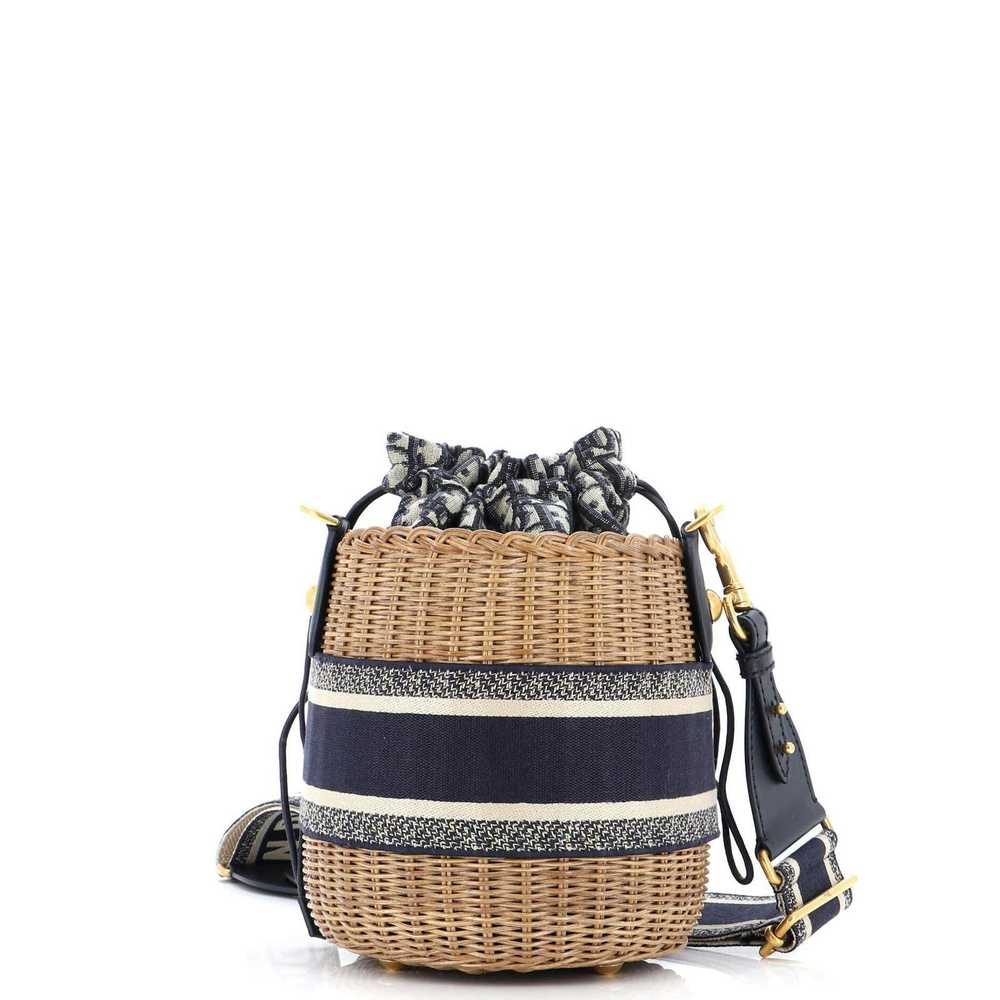 Dior Drawstring Bucket Bag Wicker with Oblique Ca… - image 3