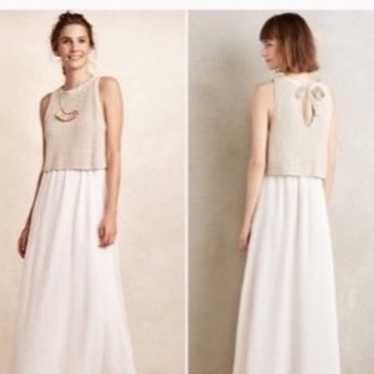 Anthropologie knit and linen-cotton maxi dress