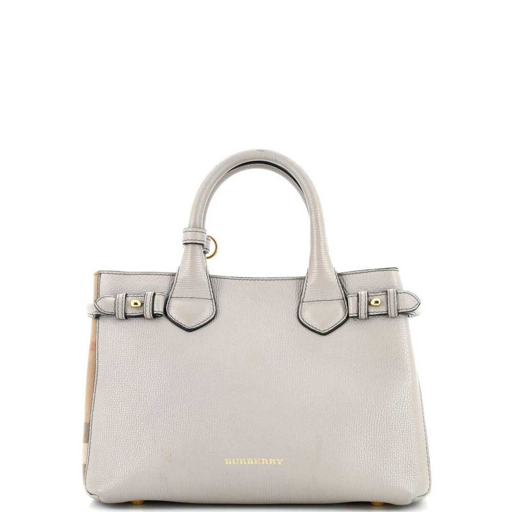 Burberry Banner Tote Leather and House Check Canv… - image 1
