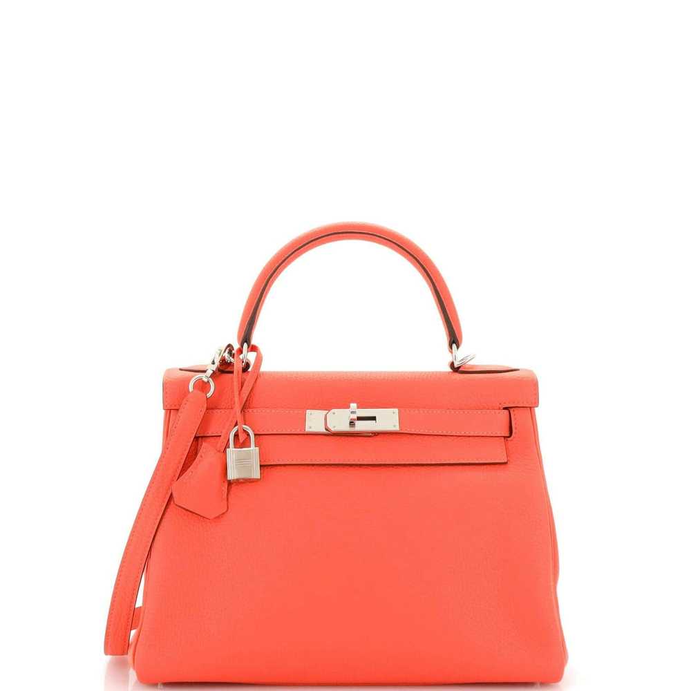Hermes Kelly Handbag Pink Clemence with Palladium… - image 1