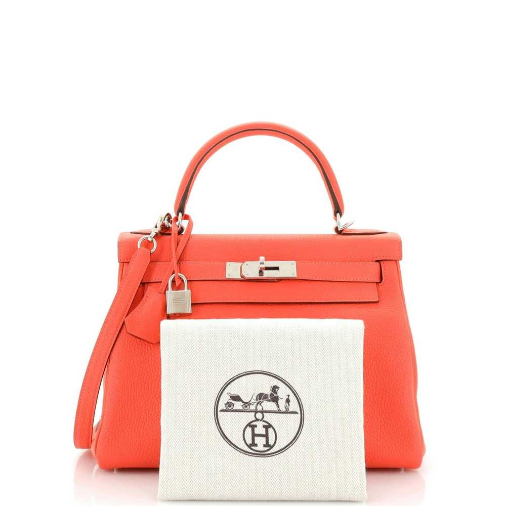 Hermes Kelly Handbag Pink Clemence with Palladium… - image 2