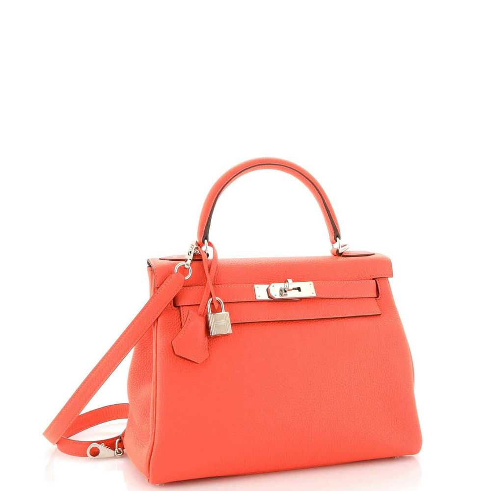 Hermes Kelly Handbag Pink Clemence with Palladium… - image 3