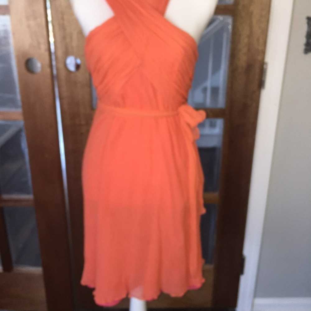 Tibi Silk Orange Sleeveless Dress 6 EUC - image 4