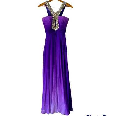 SHERRI HILL•FORMAL Silk Purple Ombre Illusion Keyh