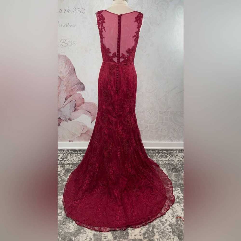 Burgundy or wine color lace mermaid style dress s… - image 12