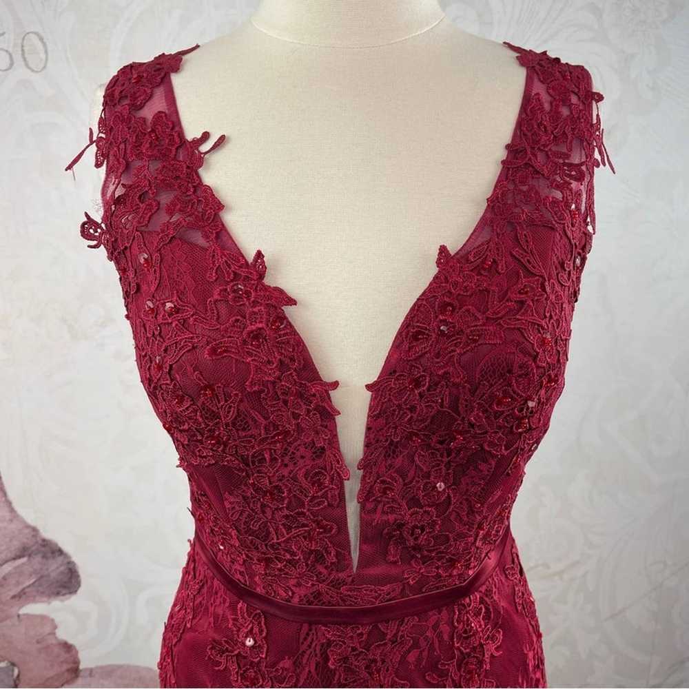 Burgundy or wine color lace mermaid style dress s… - image 2