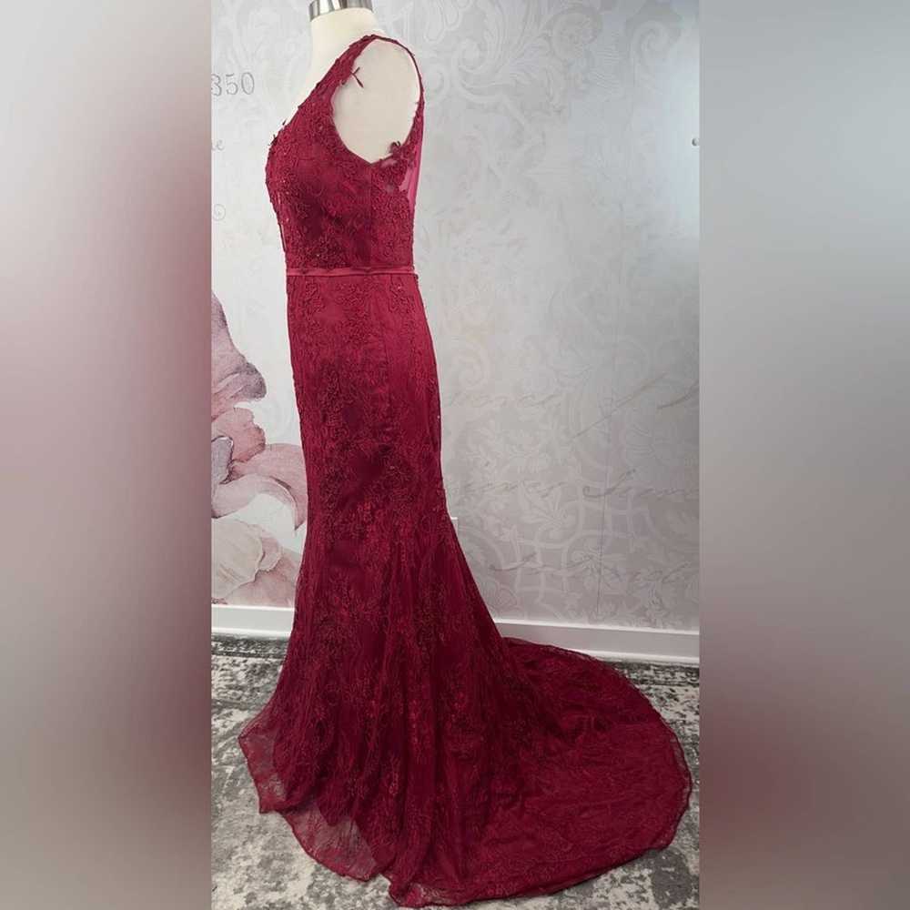 Burgundy or wine color lace mermaid style dress s… - image 4