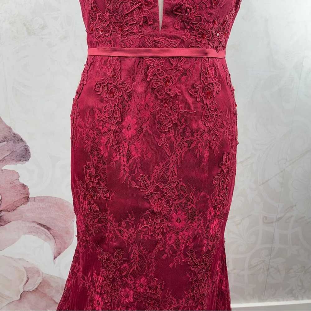 Burgundy or wine color lace mermaid style dress s… - image 5