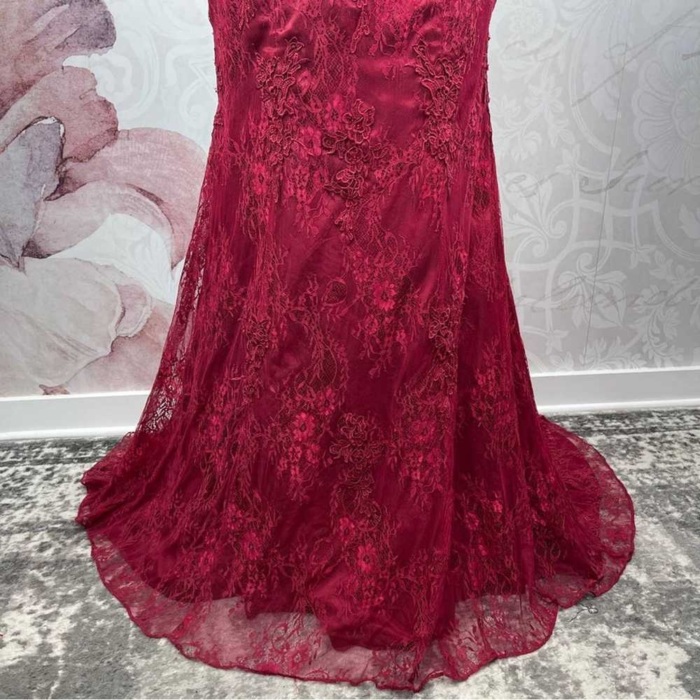 Burgundy or wine color lace mermaid style dress s… - image 6