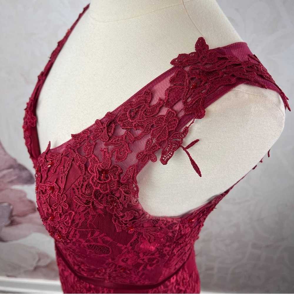 Burgundy or wine color lace mermaid style dress s… - image 7
