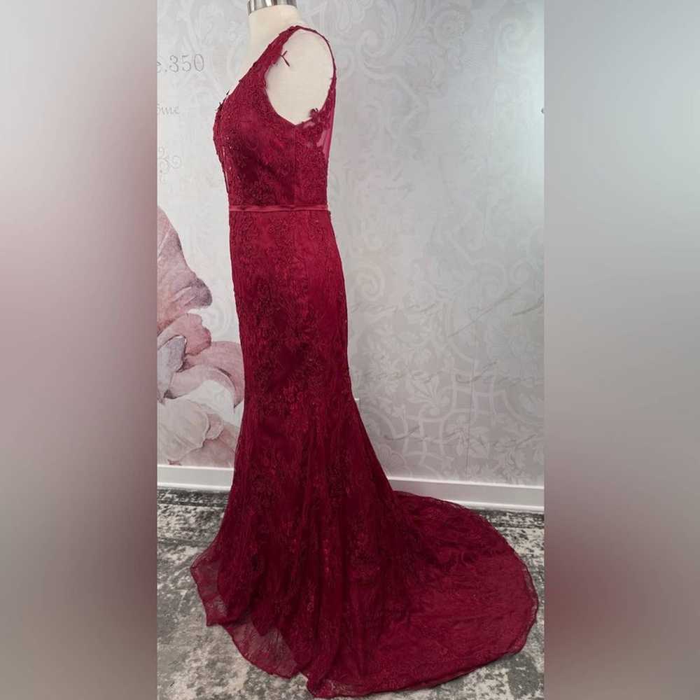 Burgundy or wine color lace mermaid style dress s… - image 9