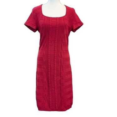 Escada Bodycon Short Sleeve Knit Dress In Ruby Si… - image 1