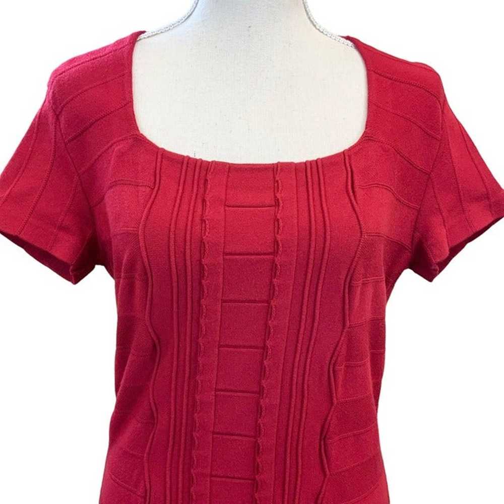 Escada Bodycon Short Sleeve Knit Dress In Ruby Si… - image 2