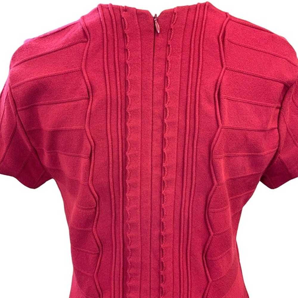 Escada Bodycon Short Sleeve Knit Dress In Ruby Si… - image 4