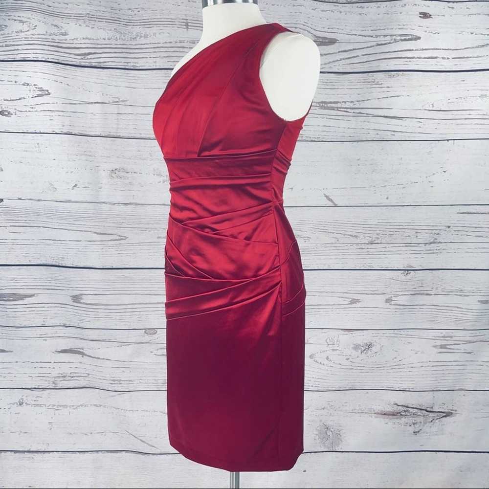 David's Bridal red single shoulder ruched dress - image 6