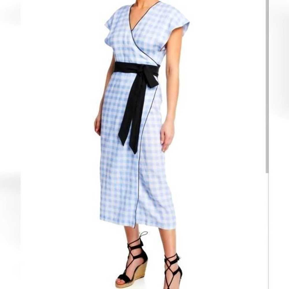 Marysia Resort linen gingham coopers wrap dress L… - image 1