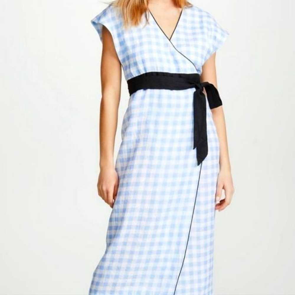 Marysia Resort linen gingham coopers wrap dress L… - image 2