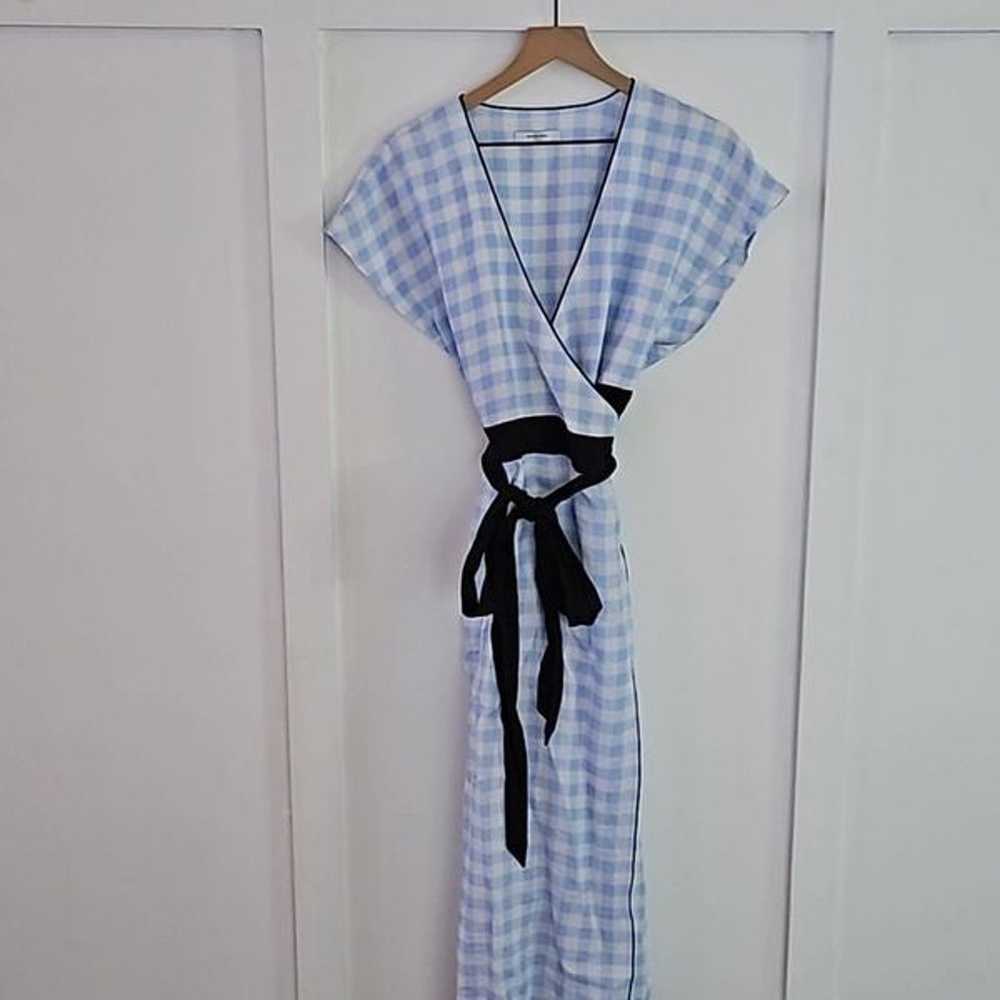 Marysia Resort linen gingham coopers wrap dress L… - image 3