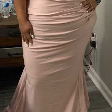Bari jay blush pink bridesmaid dress