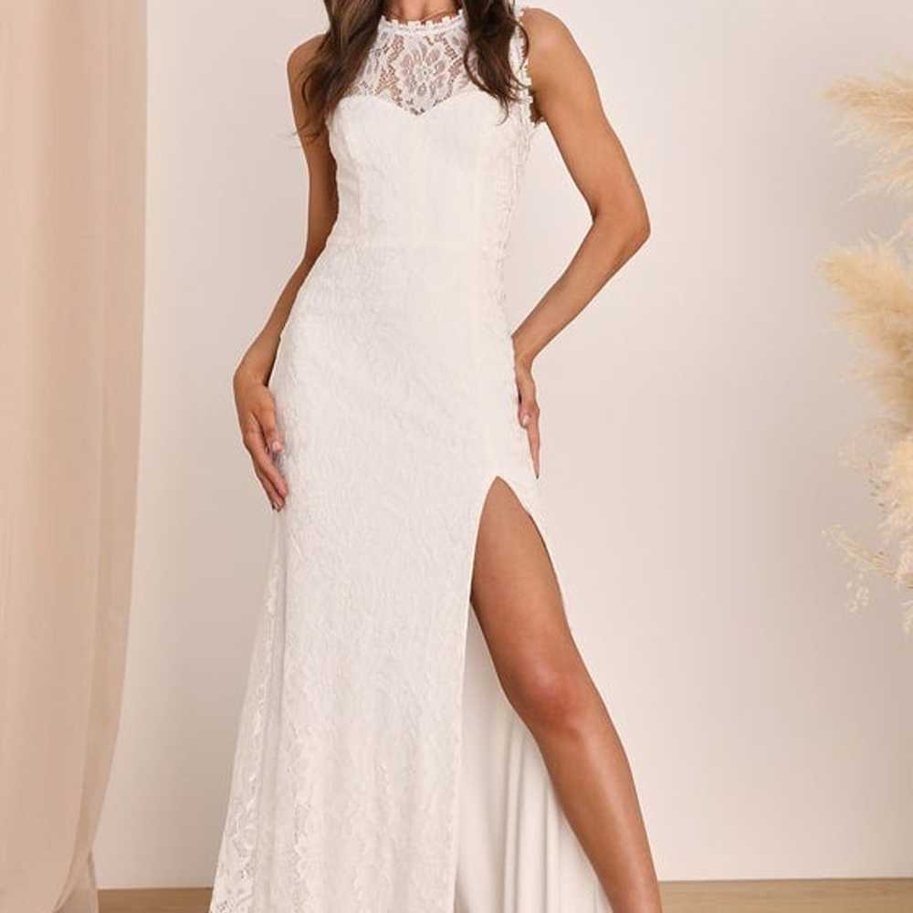 Lulus Your One and Only White Lace Backless Merma… - image 1