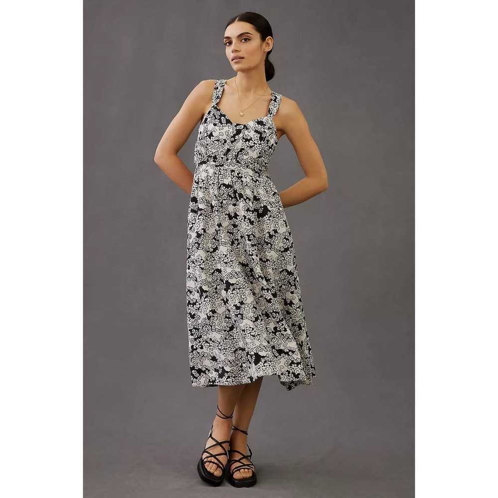 New By Anthropologie Printed Midi Dress LINEN $17… - image 1