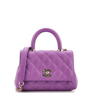 Chanel Coco Top Handle Bag Quilted Caviar Extra M… - image 1