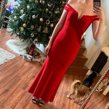 Express Off-the-Shoulder Red Gown