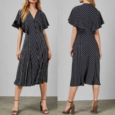 Ted Baker Flissie Zipper Front Striped Caped Midi… - image 1