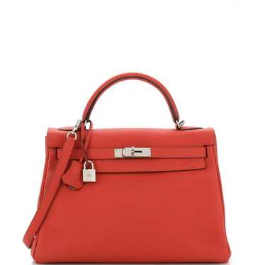 Hermes Kelly Handbag Red Togo with Palladium Hard… - image 1