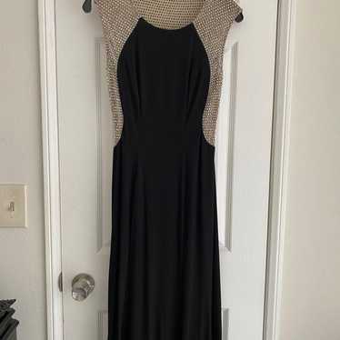 Cache Black and Nude Crystal Embellished Evening … - image 1