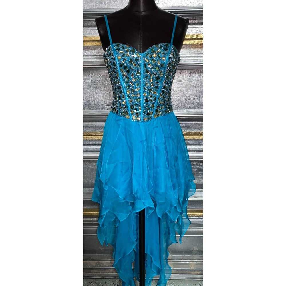 Fancy Flowy Dave & Johnny Blue Sequin Bust Corset… - image 2