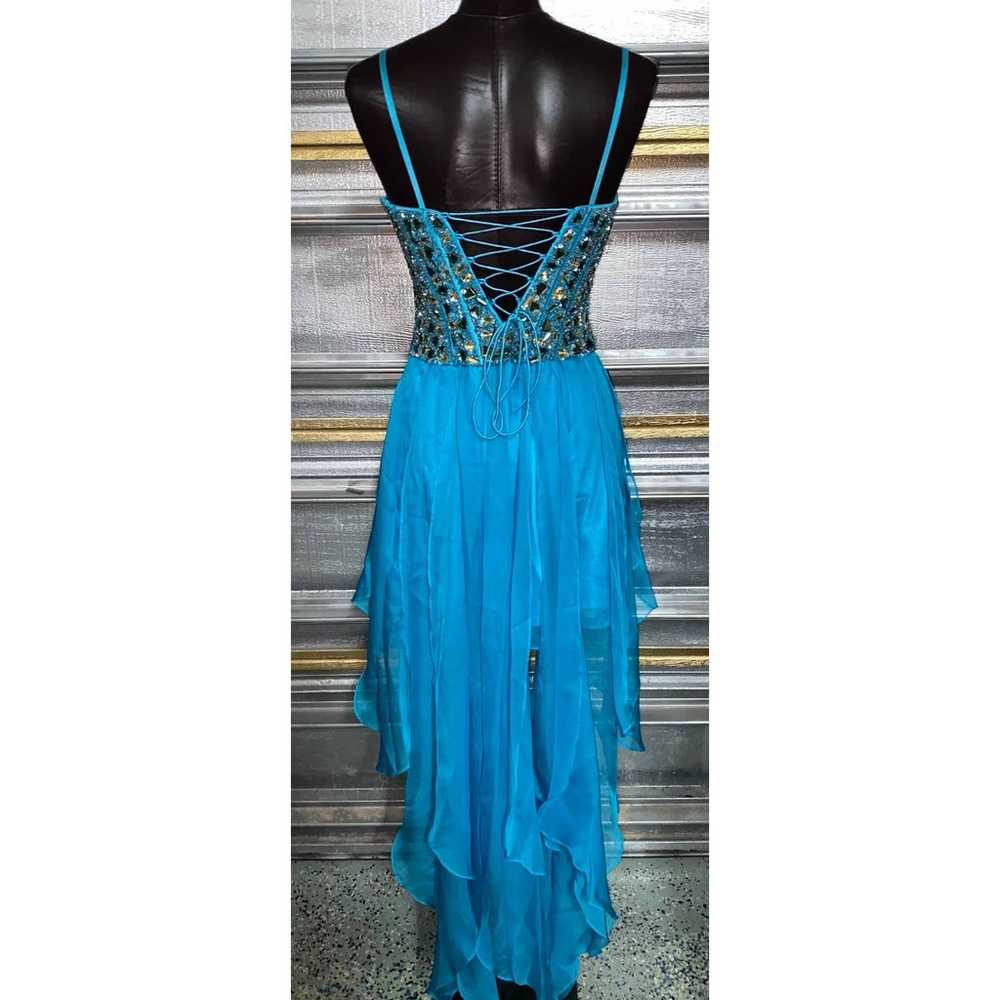 Fancy Flowy Dave & Johnny Blue Sequin Bust Corset… - image 3